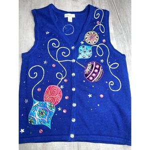 Vintage Kim rogers beaded Christmas ornament vest
